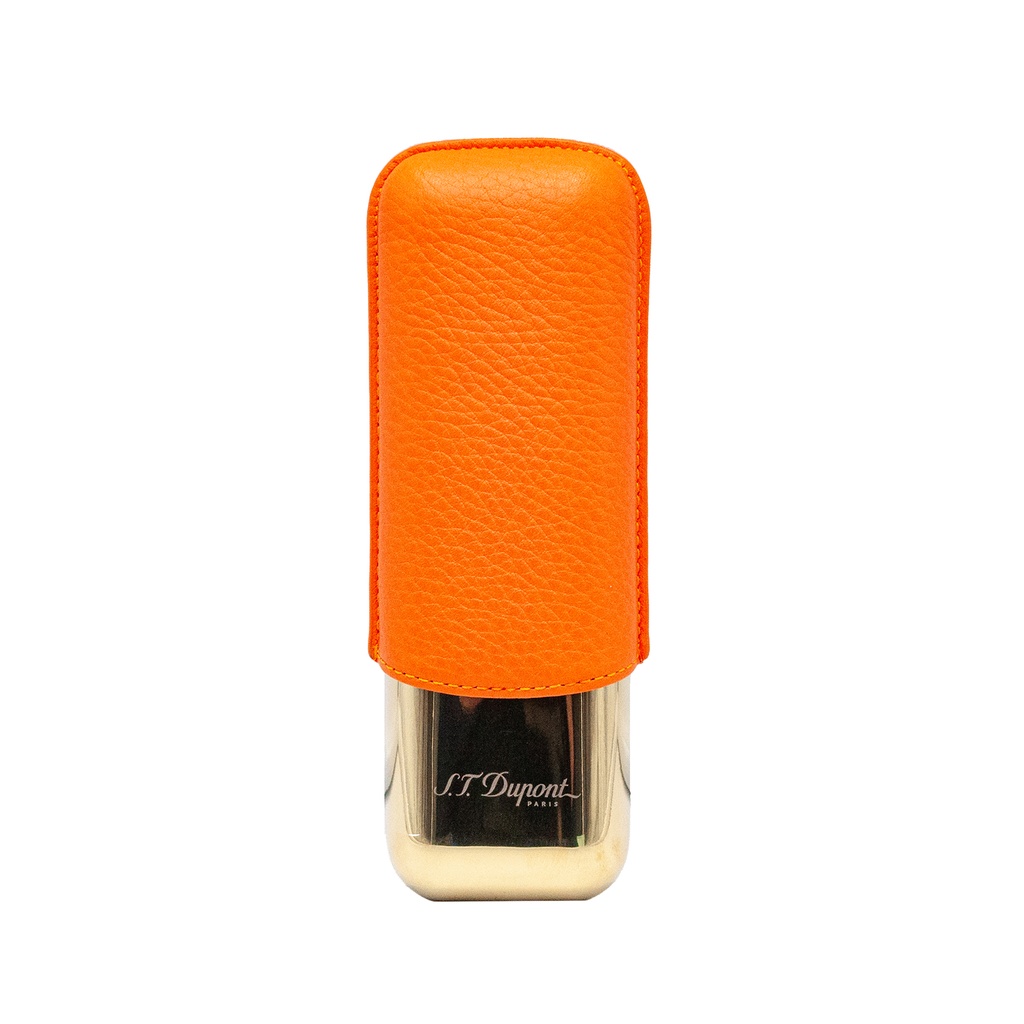 S.T.Dupont Etui 2 cigares orange et doré