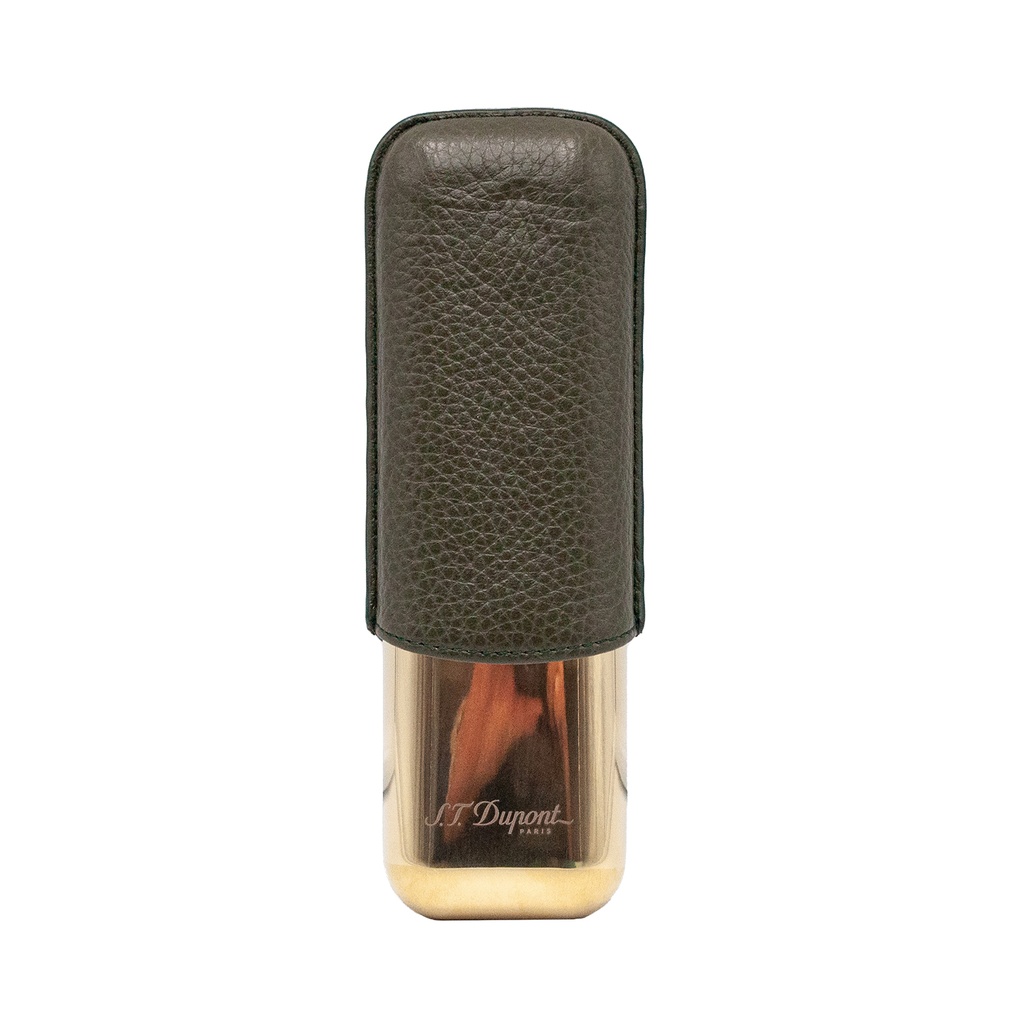 S.T.Dupont Etui 2 cigares kaki et doré