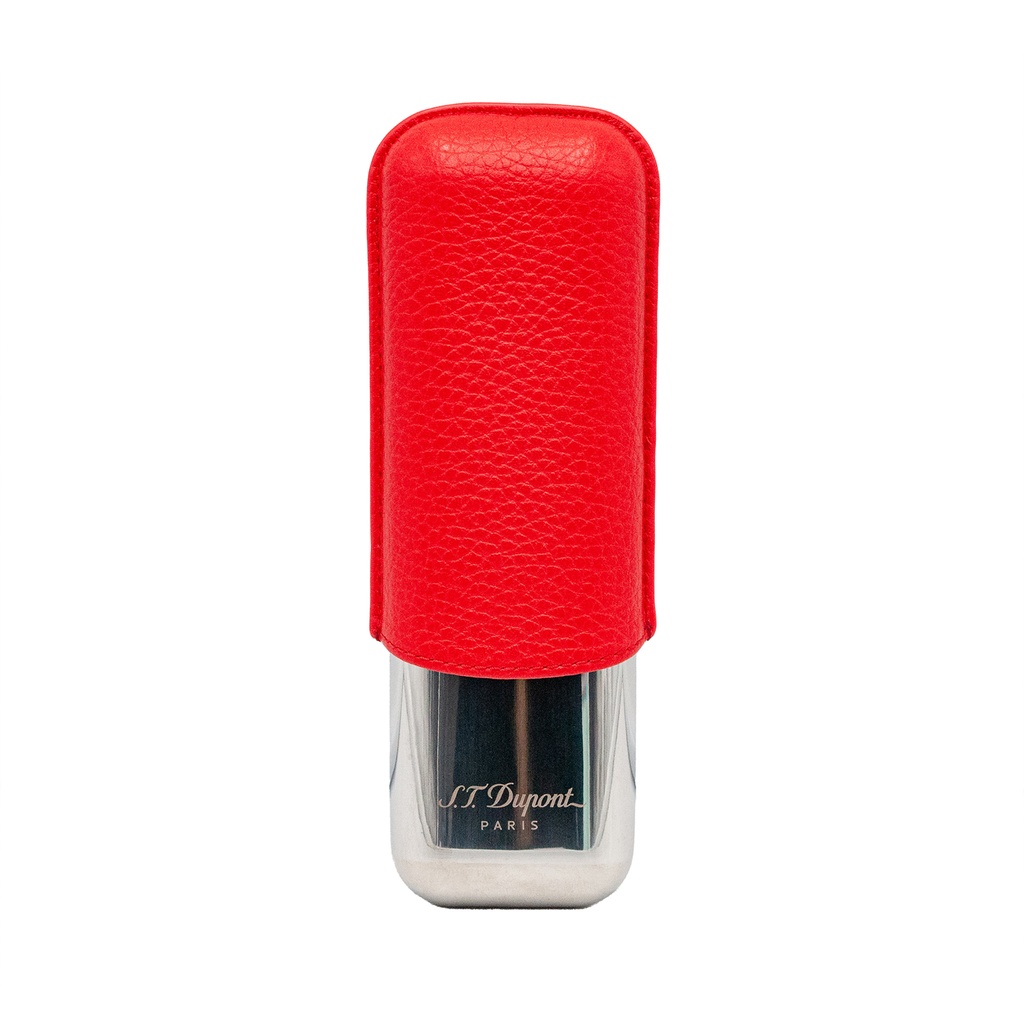 Étui S.T. Dupont 2 cigares rouge et chrome grainé