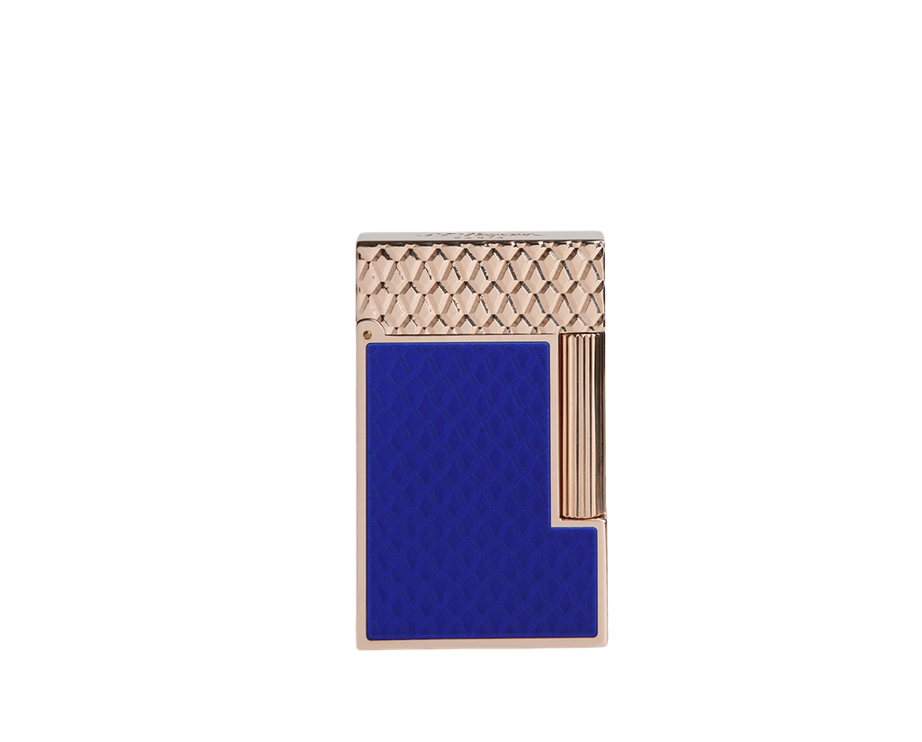 ​​​Briquet S.T. Dupont Ligne 2 guilloche sous laque bleue et or rose