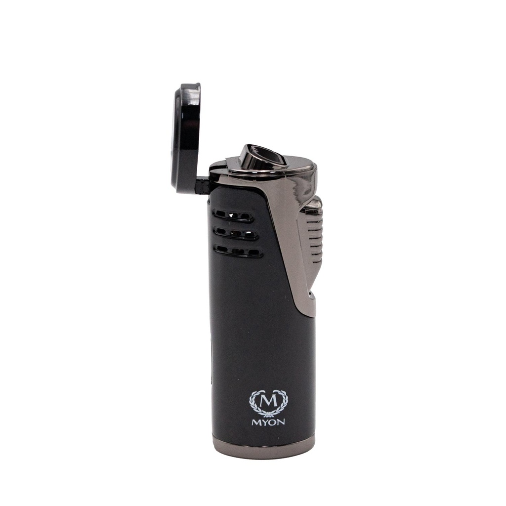 Briquet Myon noir 2 jet flammes