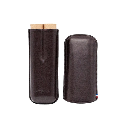 S.T.Dupont 2 cigares cuir marron