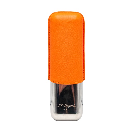 Étui S.T. Dupont 2 cigares orange et chrome grainé