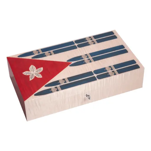 Elie Bleu Coffret à Cigares Cuban Flag Couleurs Cubaine - 110 Cigares 